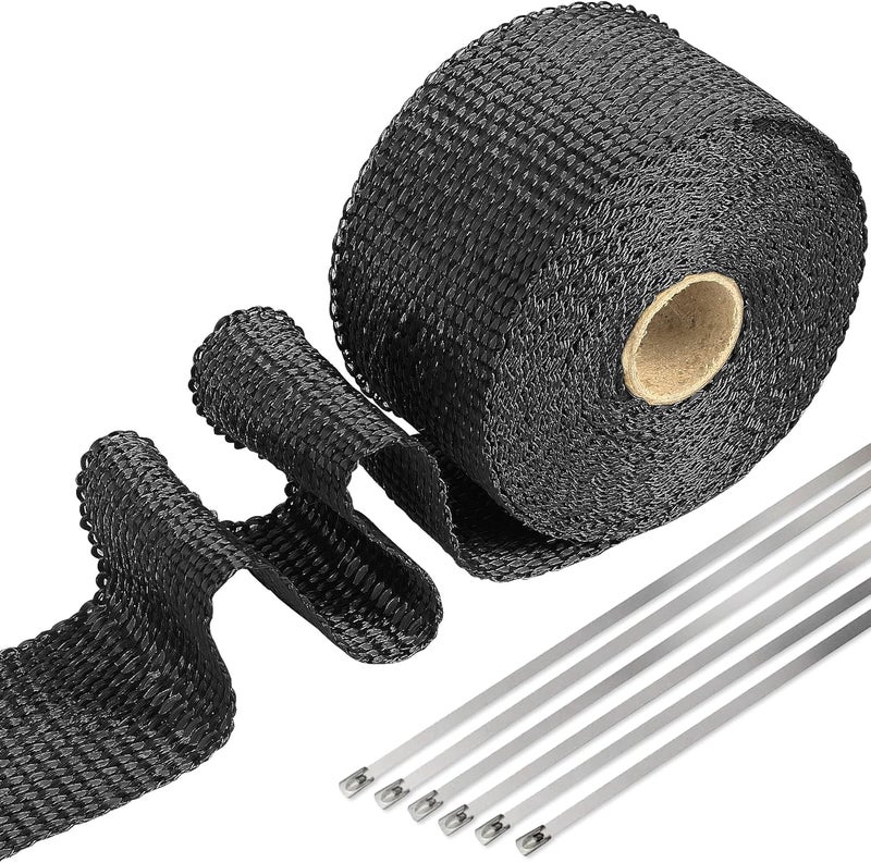 Toyitte Exhaust Heat Wrap Tape, 2" x 20' Heat Shield Tape, Black - Image 1